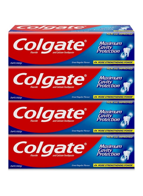 Maximum Cavity Protection Great Regular Flavour Toothpaste Pack of 4 75ml