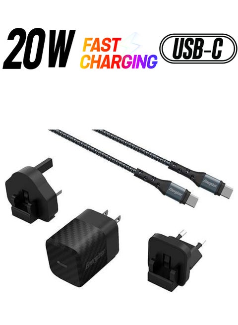 Ultimate iPhone 15 Pro Max Charger Fast PD20W USB C Wall Charger Fast Charging USB-C Charger Plug Universal Travel Adapter USB-C Plug Compatible For iPhone 15/15 Pro Max/15 Pro/15 Plus/14/13/12, Samsung Black