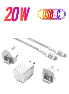 Ultimate 20W PD iPhone Charger USB C With 1.2M Fast Lightning Cable Quick Charging USB-C Plug Compatible With New iPhone 14/14Pro/14Pro Max/14 Plus/13Pro Max /13 Pro/13/12/11/XS iPad Mini 6/ iPad Pro White