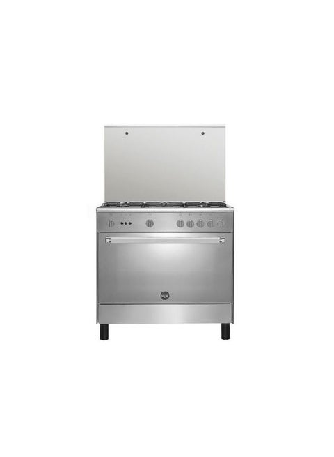La Germania Freestanding Gas Cooker Valore 90x60 cm, 5 Italian Gas Burners with Central Double Ring, Large Multifunction Oven with Fan & Grill, 9C10GRB1X4AWW Stainless