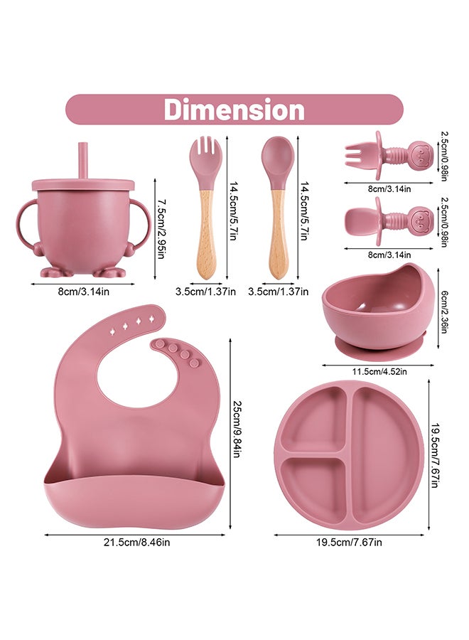 Amal 8-Piece Silicone Baby Comfortable And Safe Feeding Dinnerware Set - Dark Pink Dark Pink  - Image 3
