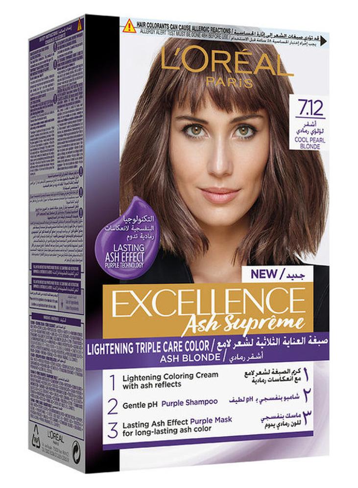 L'OREAL PARIS Excellence Ash Supreme Lightening Triple Care Color 7.12 Cool Pearl Blonde 192ml - Image 1