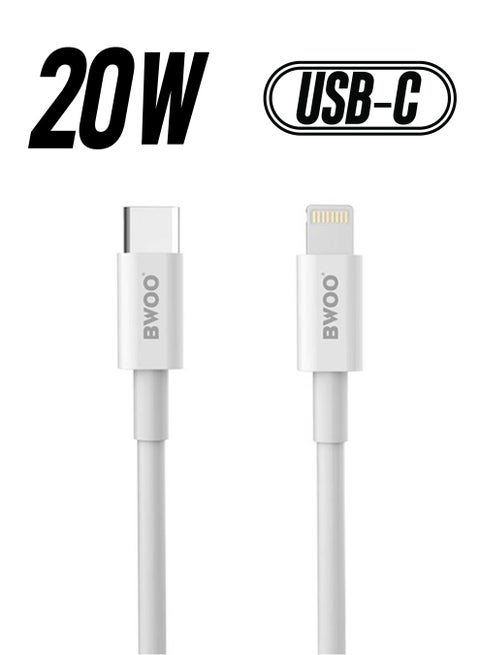 USB Type C To Lightning Charging & Data Transfer Cable 1m White