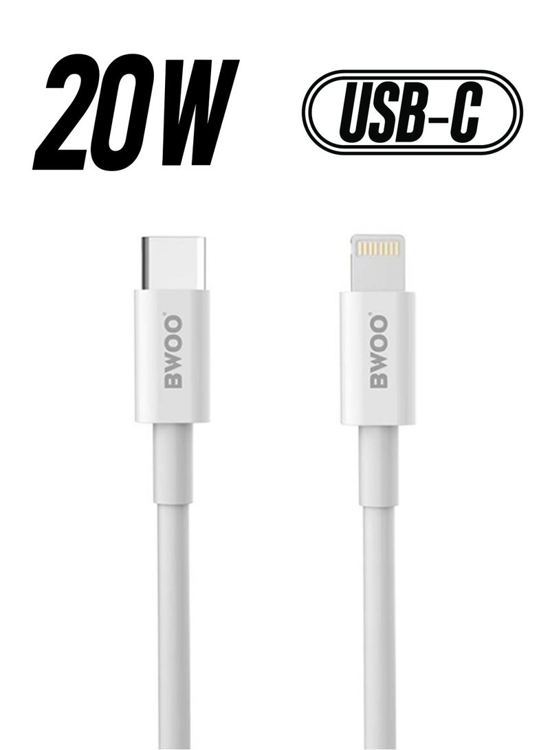BWOO - USB Type C To Lightning Charging & Data Transfer Cable 1m White - Image 1