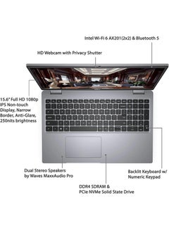 ديل Latitude 5520 Business Laptop With 15.6-Inch FHD Display, Core i5-1145G7 Processor/16GB RAM/1TB SSD/Intel Iris XE Graphics/Windows 11 Pro English/Arabic Silver  - Image 3