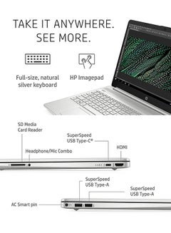 HP 15.6 FHD IPS Flagship (Upgraded Version) Laptop, Core i5-1135G7 Processor/32GB RAM/1TB PCIe SSD/Intel Iris Xe Graphics/Windows 11 With GM Accessories English/Arabic silver  - Image 4