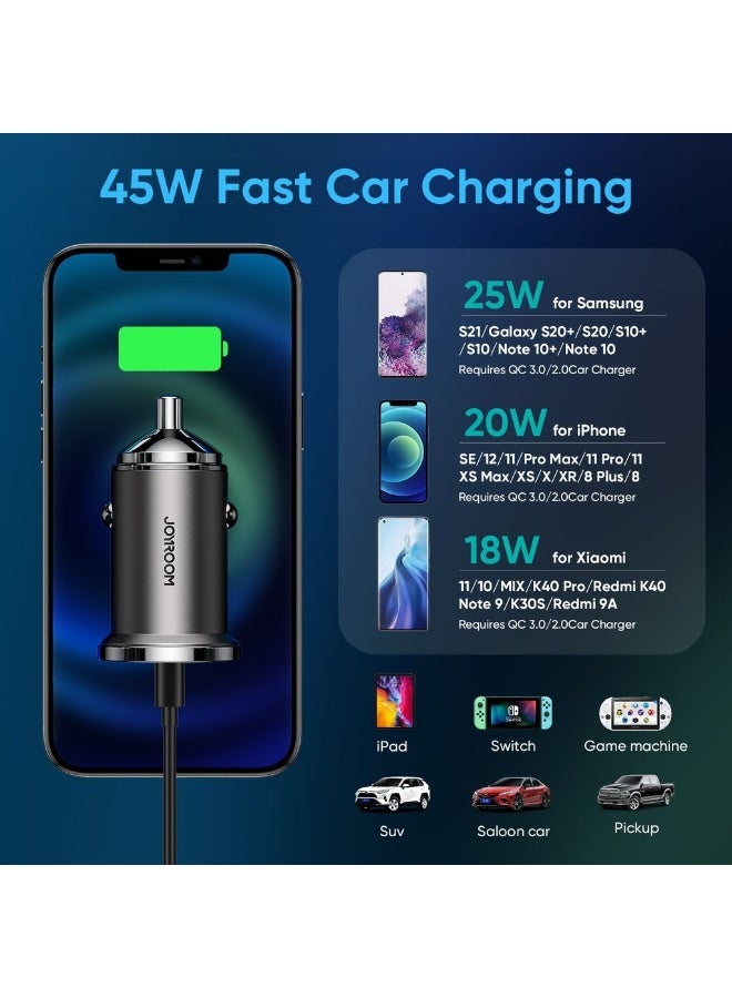 جوي روم شاحن سيارة ثنائي فائق السرعة بمنفذي USB Type-C بتقنية PD بقدرة 45 وات تارنش - Image 5