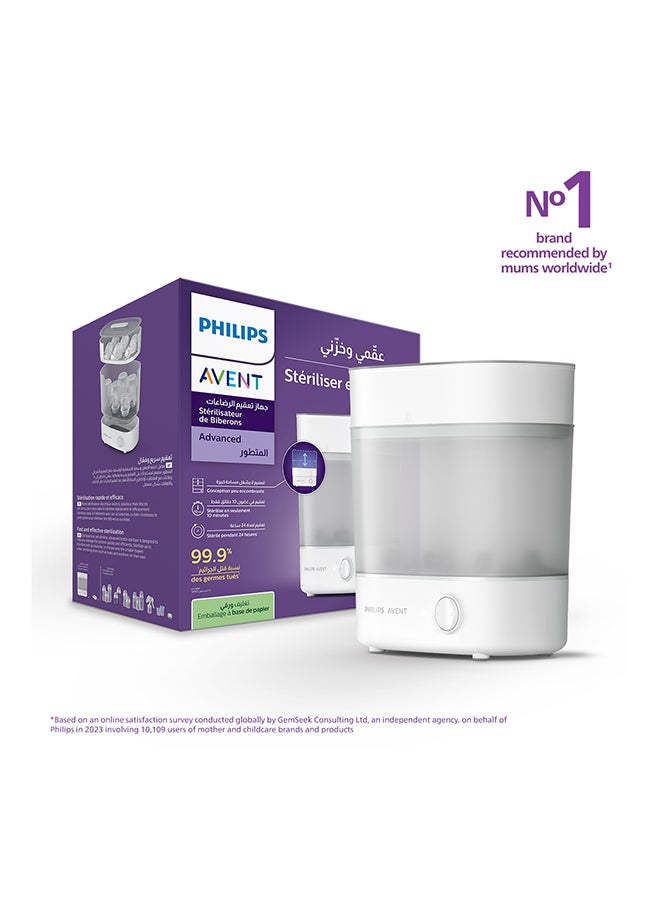 PHILIPS AVENT Advanced Steam Sterilizer | No.1 Brand Recommended By Moms Worldwide | Sterilize And Store | Kills 99.9%* Germs in 10 Mins Cycle With Natural Steam Sterilization I Stays Sterile Upto 24Hrs*  - Image 1