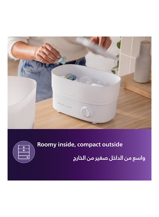 جهاز تعقيم بالبخار كهربائي متقدم لزجاجات الرضاعة للأطفال- باللون الأبيض