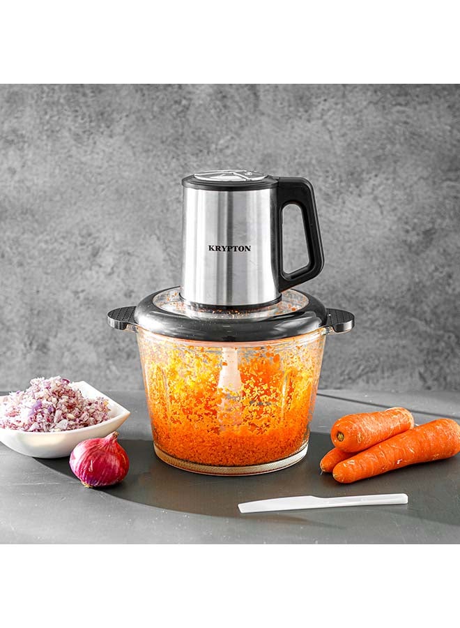 KRYPTON - Multi Chopper With 2 L Glass Bowl, Stainless Steel Gear & Cutter Pole, Double Stainless Steel Blade, Egg Beater, Handle Design, Copper Motor, Overheat Protection, Visible Decorative Lid 500 W KNMC6310 Clear/Black - Image 1