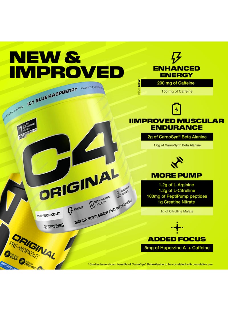 سيلوكور Original Pre Workout Powder Energy Drink Supplement For Men And Women with Creatine, Caffeine, Nitric Oxide Booster, Citrulline And Beta Alanine Icy Blue Raspberry - 30 Servings - Packaging May Vary - Image 4