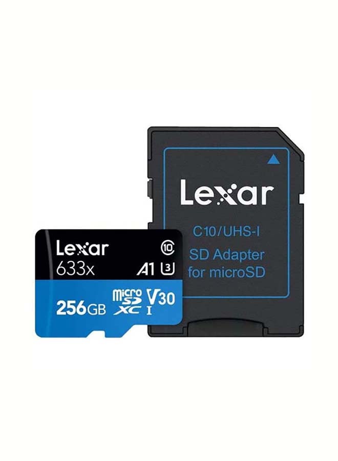 Lexar High-Performance 633x 256GB microSDXC UHS-I Card with SD Adapter, C10, U3, V30, A1, Full-HD & 4K Video, Up To 100MB/s Read, for Smartphones, Tablets, and Action Cameras 256 GB - Image 1