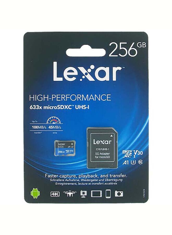 Lexar High-Performance 633x 256GB microSDXC UHS-I Card with SD Adapter, C10, U3, V30, A1, Full-HD & 4K Video, Up To 100MB/s Read, for Smartphones, Tablets, and Action Cameras 256 GB - Image 2
