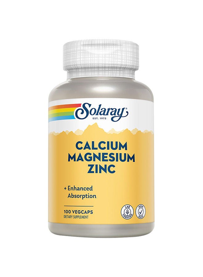Solaray Calcium Magnesium Zinc, 100 Vegetable Capsules  - Image 1