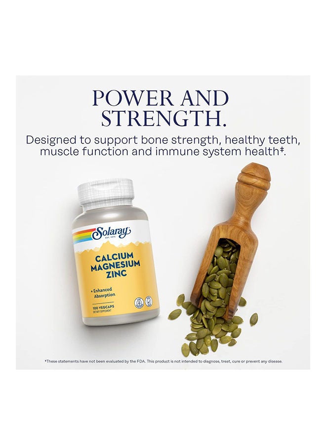 Solaray Calcium Magnesium Zinc, 100 Vegetable Capsules  - Image 5