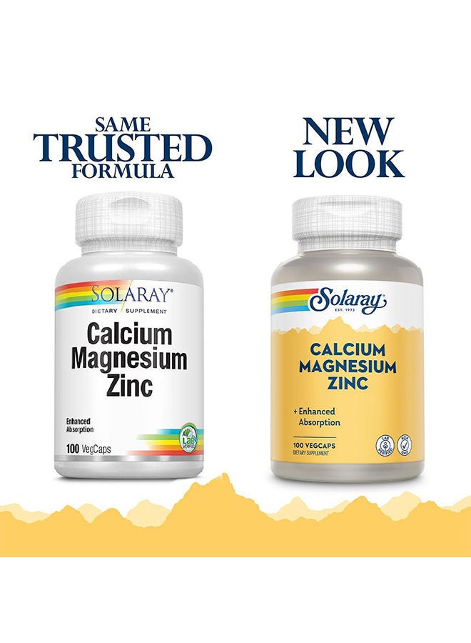 Solaray Calcium Magnesium Zinc, 100 Vegetable Capsules  - Image 3