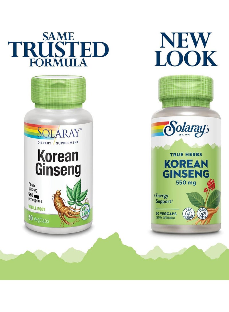 Solaray Korean Ginseng 550mg, 50 Vegetable Capsules  - Image 2