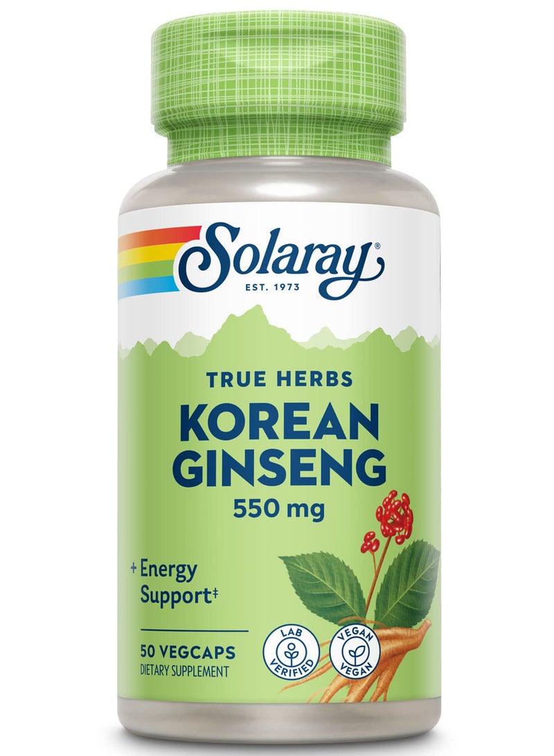 Solaray Korean Ginseng 550mg, 50 Vegetable Capsules  - Image 1
