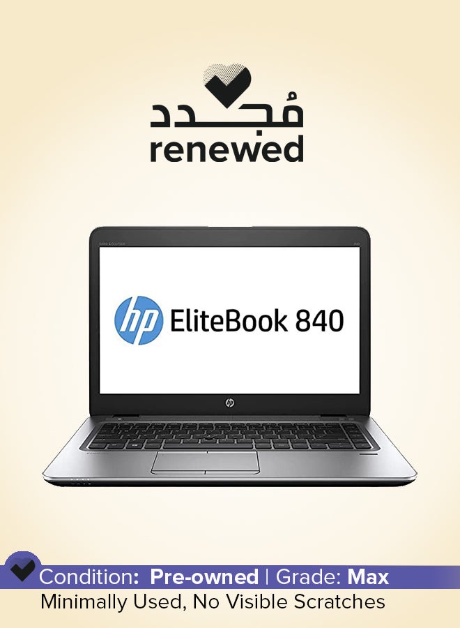 إتش بي - لابتوب إيليت بوك ‎840 G3 L3C65AV مجدد (2016) بشاشة مقاس 14 بوصة ومعالج إنتل كور i5/ الجيل السادس/ ذاكرة رام سعة 8 جيجابايت/ ومحرك أقراص اس اس دي سعة 256 جيجابايت/ بطاقة رسومات إنتل 520 بدقة عالية الوضوح سعة 1 جيجابايت اللغة الإنجليزية فضي - Image 1