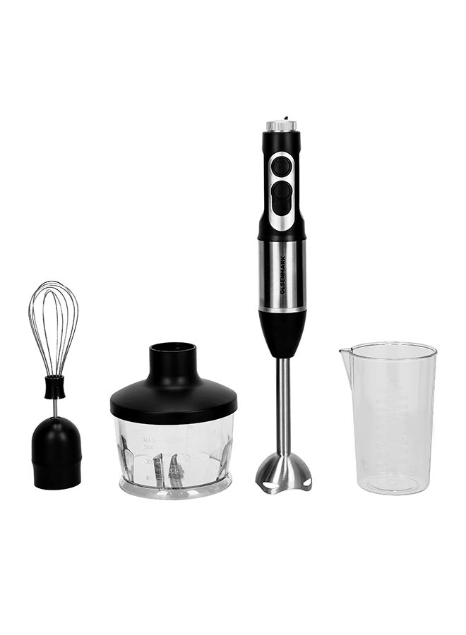أولسنمارك خلاط يدوي 4 في 1 بمحرك نحاسي مزود بوضعين للسرعة OMHB2462 أسود/ فضي/ شفاف - Image 4