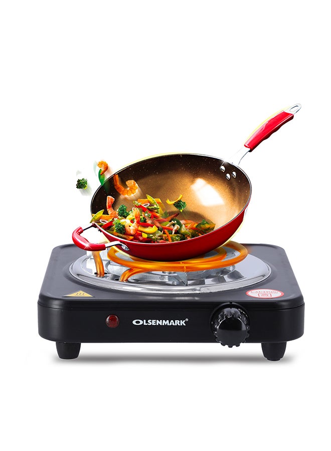 Olsenmark - Single Burner Electric Hot Plate with Variable Heat Settings, Overheat Protection, Thermostat Control and Indicator Light 1000 W OMHP2278 Black/Silver - Image 1