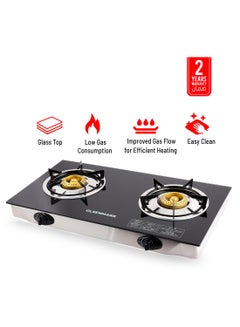 Olsenmark 2 Burner Thick Tempered Gas Stove Cooktop OMK2317 Black  - Image 1