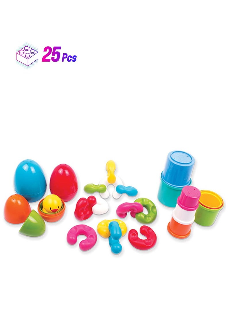 Funskool FS2100300 Giggles -  Link Stack And Nest Toy Set  For Baby 25 Upto 12 Months  - Image 1