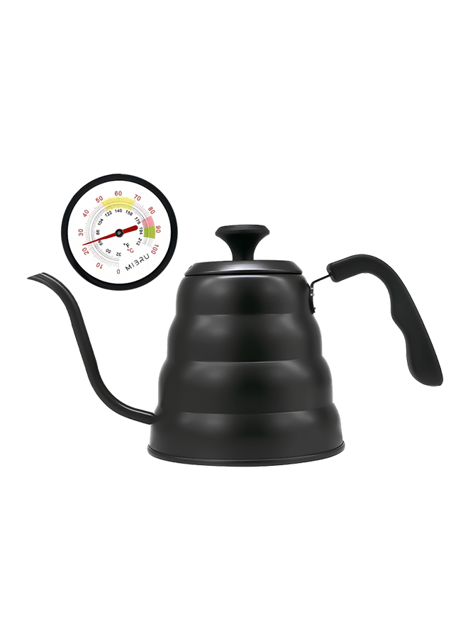 MIBRU Coffee Kettle With Thermometer Drip V60 Pour Over Coffee Gooseneck Thin Spout Works On Stovetop Black 1200ml - Image 1