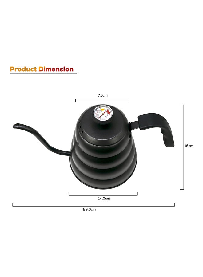 MIBRU Coffee Kettle With Thermometer Drip V60 Pour Over Coffee Gooseneck Thin Spout Works On Stovetop Black 1200ml - Image 4