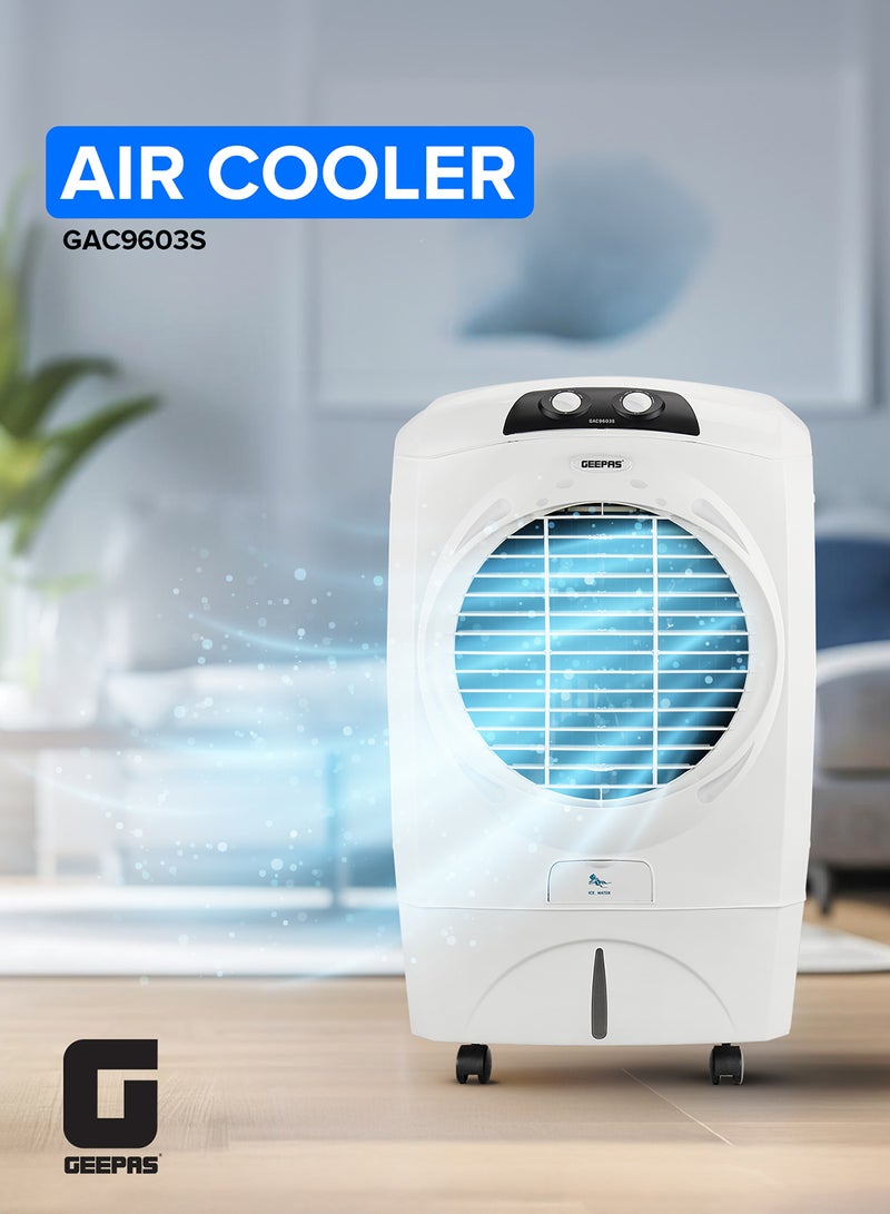 GEEPAS 45L Air Cooler 3 Wind Speed and Humidifies Dry Air | Faster Cooling With Low Energy Consumption, Inverter Compatible And Portable| Honey Comb Pads 150W Perfect For Home And Office | 2 Years Warranty 45 L 150 W GAC9603S White - Image 1