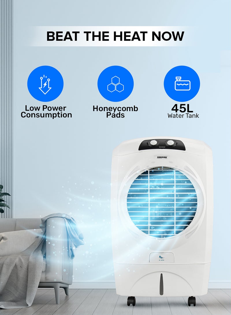 GEEPAS 45L Air Cooler 3 Wind Speed and Humidifies Dry Air | Faster Cooling With Low Energy Consumption, Inverter Compatible And Portable| Honey Comb Pads 150W Perfect For Home And Office | 2 Years Warranty 45 L 150 W GAC9603S White - Image 2