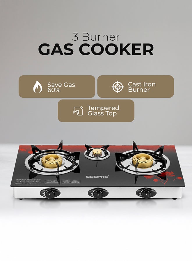GEEPAS 3-Burner Gas Cooker Size GGC31012 Black/multi color - Image 2