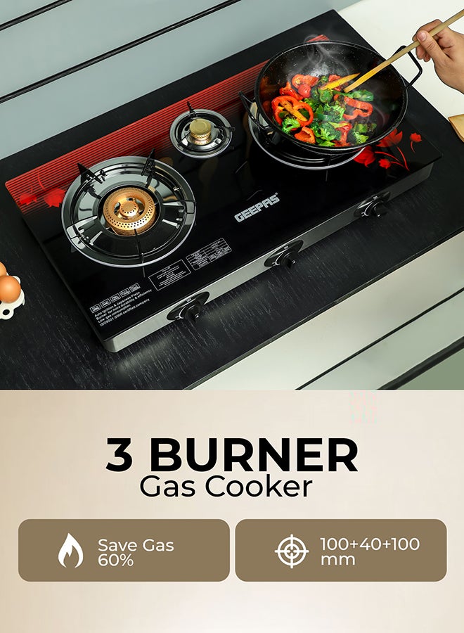 GEEPAS 3-Burner Gas Cooker Size GGC31012 Black/multi color - Image 4