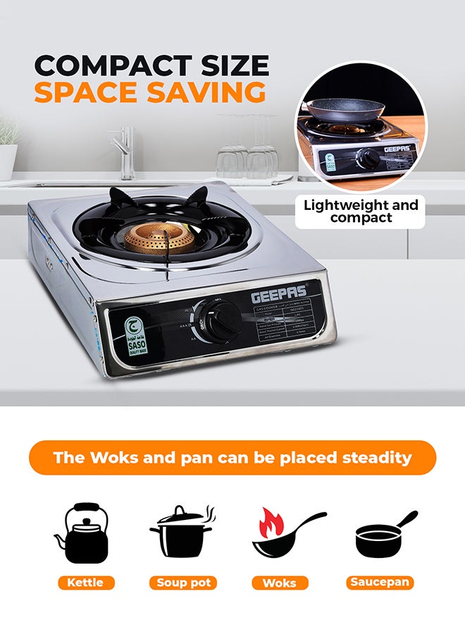 GEEPAS Easy Control Knob & Anti Skid Base Cooking Burner GGC31015 Silver - Image 5