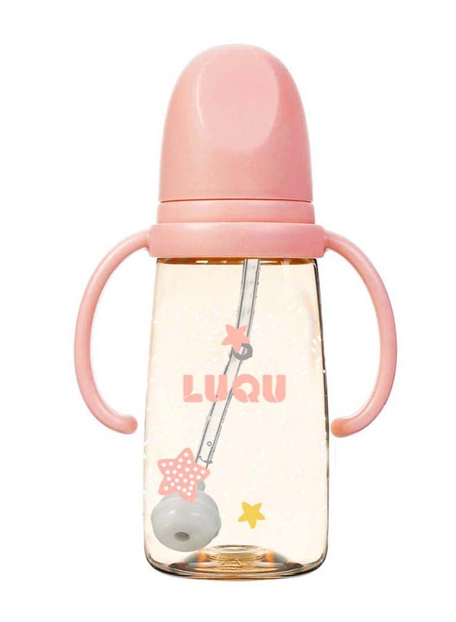 لوكو زجاجة رضاعة من لوكو مصنوعة من مادة بولي فينيل سلفون مع مقبض، 200 مل، وردي - Image 1
