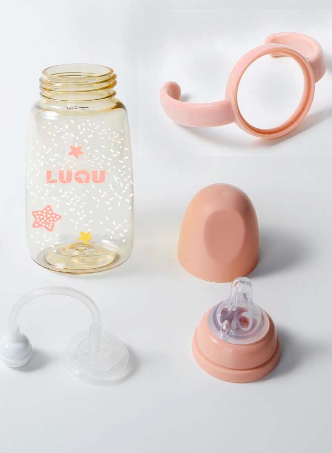 لوكو زجاجة رضاعة من لوكو مصنوعة من مادة بولي فينيل سلفون مع مقبض، 200 مل، وردي - Image 3