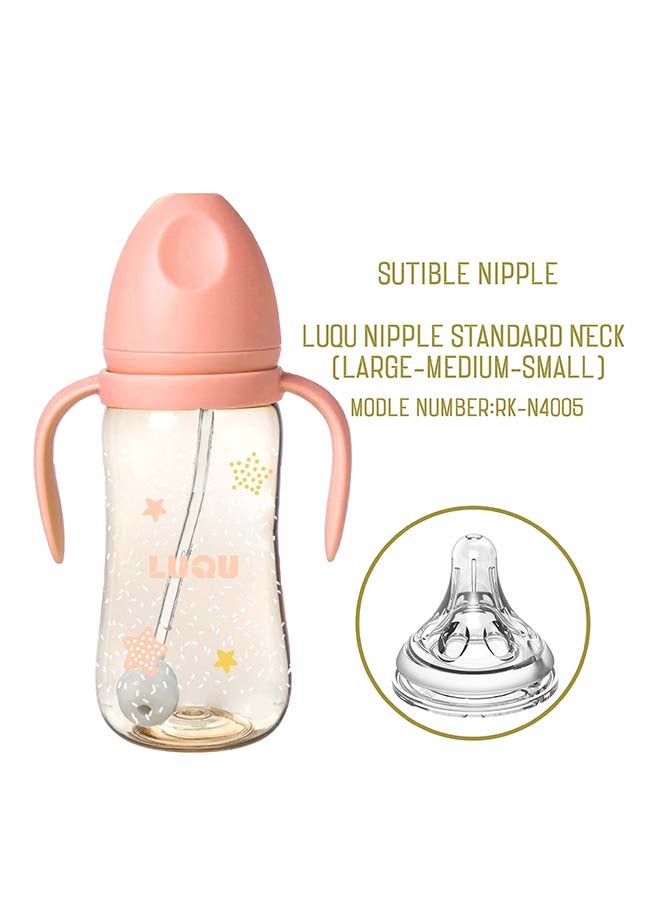 LuQu - Feeding Bottle PPSU With Handle 300ml Pink - Image 1