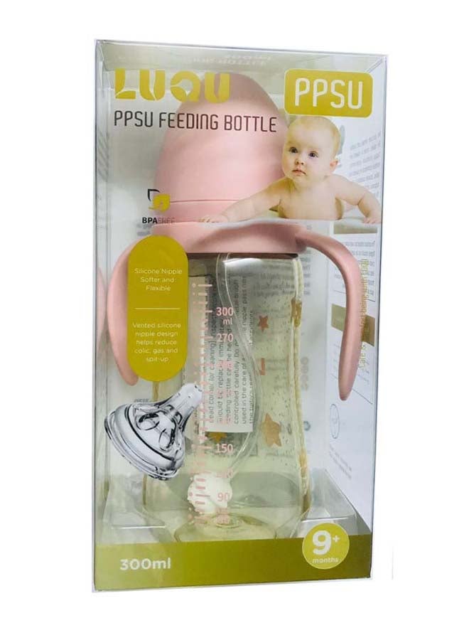 LuQu - Feeding Bottle PPSU With Handle 300ml Pink - Image 1