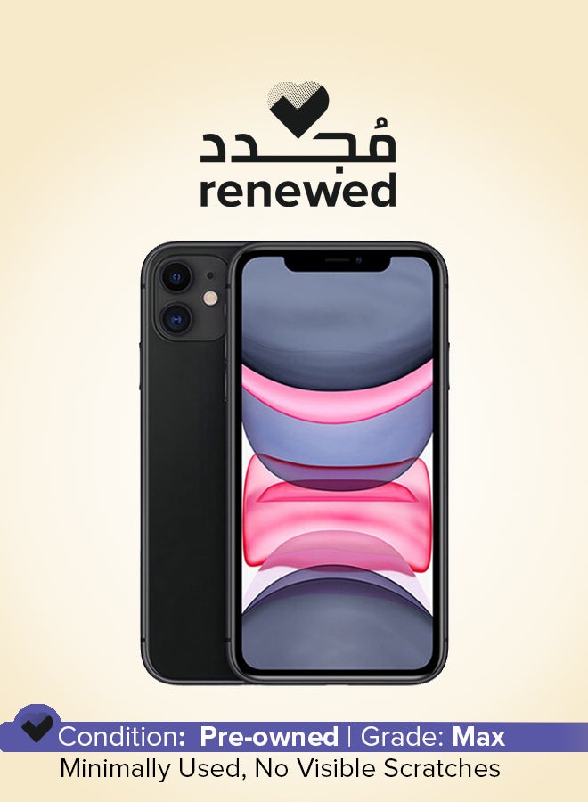 ابل  مُجدد - آيفون 11 مع تطبيق فيس تايم وذاكرة داخلية 256 جيجابايت ويدعم تقنية 4G LTE، لون أسود - النسخة العالمية - Image 1