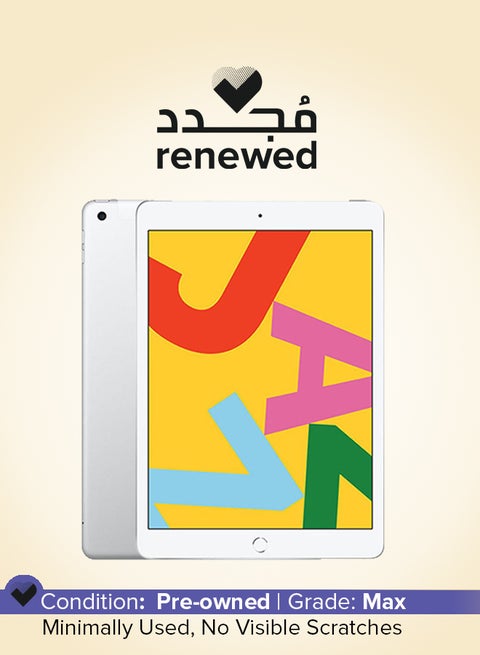 Renewed - iPad-2019 (7th Gen) 10.2inch 32GB Wi-Fi 4G LTE Silver - International Version