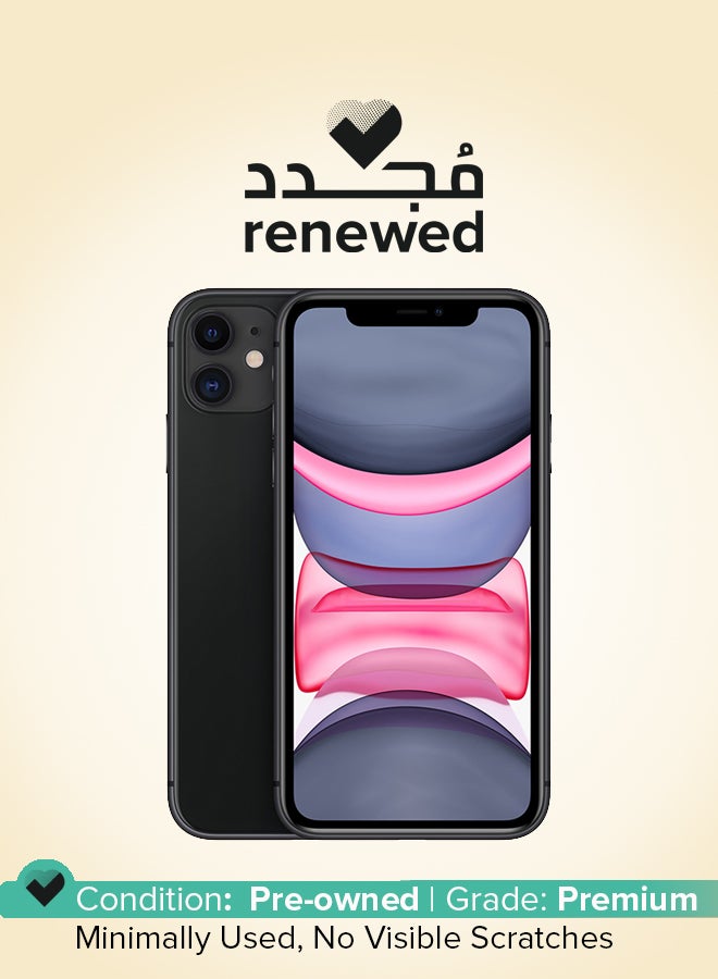 ابل  مُجدد - هاتف آيفون 11 مع تطبيق فيس تايم بلون أسود، سعة 64 جيجابايت، يدعم تقنية 4G LTE - Image 1