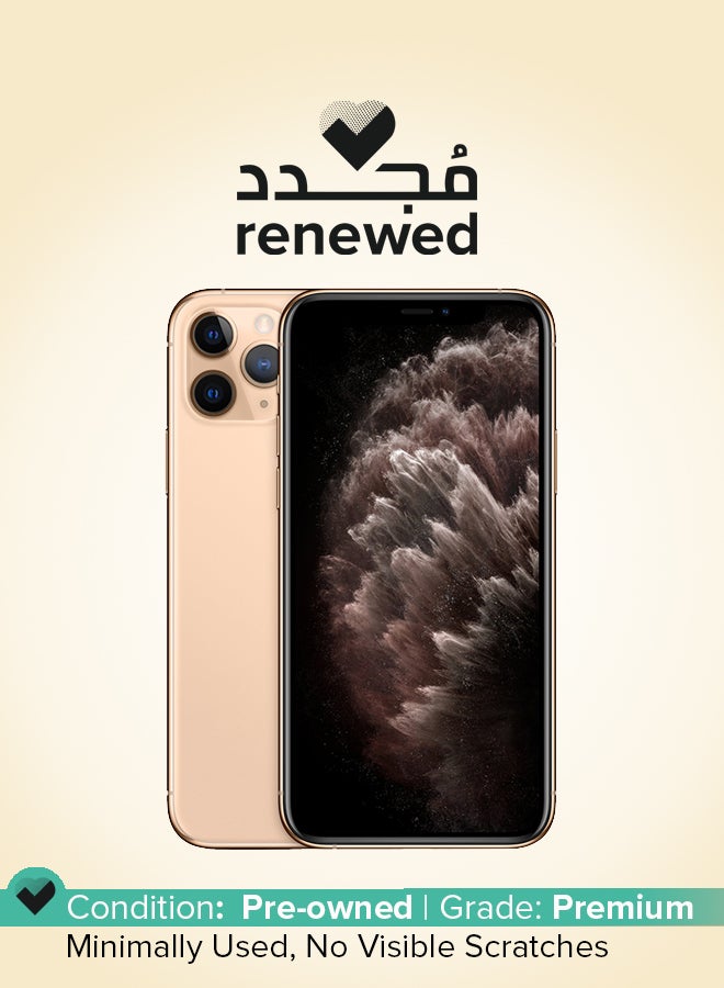 أبل مجدد - هاتف آيفون 11 برو مع تطبيق فيس تايم لون ذهبي وبذاكرة داخلية سعة 256 جيجابايت ومزود بتقنية 4G LTE - مواصفات إماراتية  - Image 1