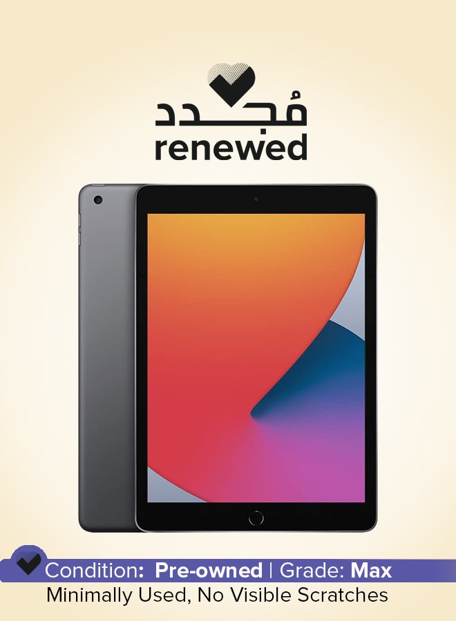 ابل  متجدد - iPad-2020 (الجيل السابع) مقاس 10.2 بوصة، وسعة 32 جيجابايت، وشبكة Wi-Fi، وشبكة 4G LTE، بلون رمادي فلكي مع تطبيق FaceTime - مواصفات دولية - Image 1