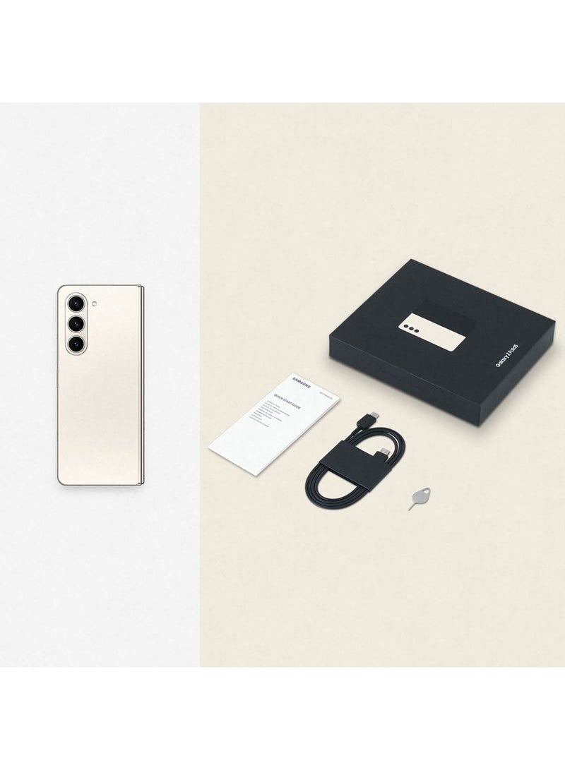 Samsung - Galaxy Z Fold 5 Single Sim + eSim Cream 12GB RAM 512GB 5G - International Version - Image 1