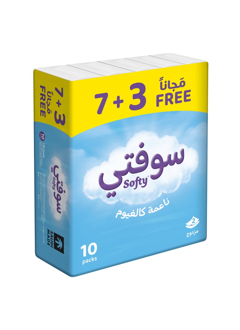 softy Facial Tissue 130 Sheets Pack of 10 White - Image 2