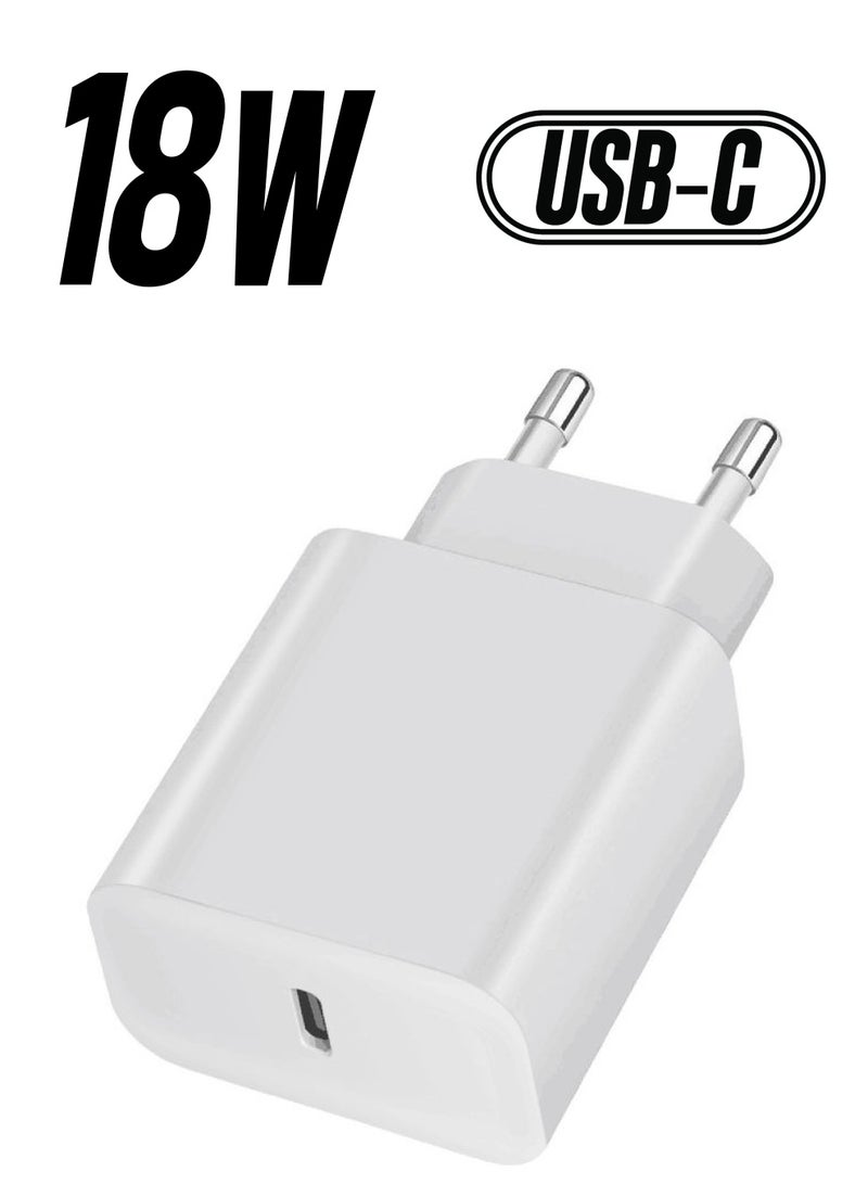 Type-C 18W Fast Charging Adapter  US Plug White - Image 1