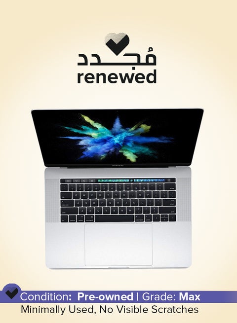 مُجدد - لابتوب ماك بوك برو A1707 (إصدار 2016) بشاشة مقاس 15.4 بوصة ومعالج كور i7  الجيل السادس وذاكرة رام سعة 16 جيجابايت، يتميز بمحرك أقراص صلبة SSD سعة 256 جيجابايت وبطاقة رسومات إيه إم دي راديون برو سعة 2 جيجابايت فضي