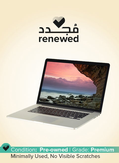 مُجدد - لابتوب ماك بوك برو A1707 (إصدار 2016) بشاشة مقاس 15.4 بوصة ومعالج إنتل كور i7 الجيل السادس وذاكرة رام سعة 16 جيجابايت، يتميز بمحرك أقراص صلبة SSD سعة 512 بوصة وبطاقة رسومات إيه إم دي راديون برو سعة 2 جيجابايت فضي