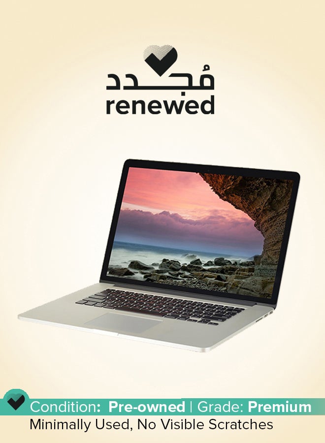 مُجدد - لابتوب ماك بوك برو A1707 (إصدار 2016) بشاشة مقاس 15.4 بوصة ومعالج إنتل كور i7 الجيل السادس وذاكرة رام سعة 16 جيجابايت، يتميز بمحرك أقراص صلبة SSD سعة 512 بوصة وبطاقة رسومات إيه إم دي راديون برو سعة 2 جيجابايت فضي