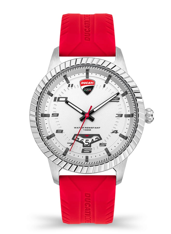 Ducati Corse Men's Podio Analog Silicone Wrist Watch DTWGN2019502 - 44 mm - Red - Image 1